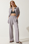Women's Gray Comfortable Knitted Shirt Trousers Set KH00090 - 2