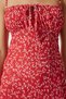 Women's Red and White Floral Slit Summer Knitted Dress CI00029 - 5