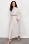 Beige Striped Belt Detail Woven Dress TCTSS24EB00171
