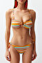 Geometrik Desenli Aksesuarlı Straplez Kaplı Regular Normal Bel Bikini Takımı TBESS24BT00094 - 4
