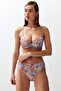 Çiçek Desenli Drapeli Hipster Yüksek Bel Bikini Altı TBESS24BA00131