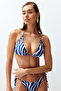 Zebra Desenli Üçgen Kaplı Aksesuarlı Bikini Üstü TBESS24BU00157