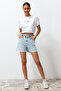 Açık Mavi Beli Lastikli Denim Şort TWOSS24SR00057 - 3