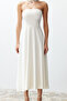 Bridal Beyaz A-Kesim Straplez Dokuma Düğün/Nikah Abiye Elbise TPRSS24EL00139 - 10
