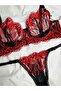 WOMEN'S BALENED RED DAISY PATTERNED FLAME STYLISH BRALET SET BRA - 4