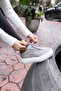 GİRLYA WOMEN'S GREY REAL SUEDE 6 CM SOLE HEIGHT SNEAKER - 8