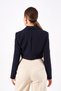 Women's Navy Blue Double Breasted Crop Blazer Jacket - 6
