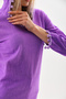 Women's Lilac Color Long Sleeve Beach Tunic Hooded Cotton Cover - 6