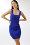 Women's Cobalt Blue Square Collar Knitwear Dress - 2