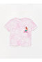 Crew Neck Barbie Printed Tie-Dye Patterned Short Sleeve Girl's T-Shirt