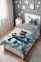 Blue Airplane Teddy Bear Patterned Single Baby Kids Bedding Set - 3