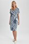 Patterned V-Neck Midi Dress - Short Sleeve Z8269az23sm - 5
