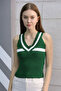 V-Neck Striped Thick Strap Ribbed Corded Fabric Women's Knit Tank Tank top