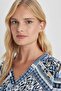 Patterned V-Neck Midi Dress - Short Sleeve Z8269az23sm - 7