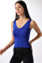 Women's Ladder Collar Knitwear Blouse Cobalt Blue - 3