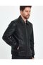 Men's Genuine Jumbo Leather jacket Black Color Shirt Collar Waist section Knitted - 2