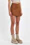 Covered Zipper Detail Suede Shorts Skirt - 2