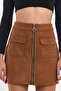 Pocket Detail Suede Skirt - 3