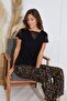 Women's Short Sleeve Black Pajamas Set C7T8N551 - 6