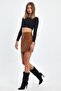 Pocket Detail Suede Skirt - 8