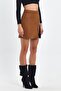 Lace Detail Suede Skirt - 2
