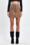Double Zipper Detail Suede Skirt