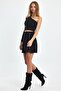 Lace Detail Suede Skirt - 6