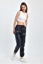 Women's Leather Jogger Pants with Elastic Waist and Legs - 7