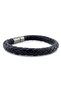 Thick Black Leather Anthracite Color Metal Clip Men's Bracelet M048C - 2
