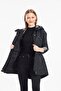 Women's Jacket Collar Waist Elastic Foldable Sleeve Lined Trench Coat - 2