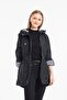 Women's Jacket Collar Waist Elastic Foldable Sleeve Lined Trench Coat