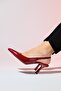 FLEM Claret Red Patent Leather Women's Pointed Toe Open Back Thin Heeled Shoes - 4
