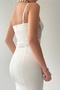 White Atlas Fabric Transparent Lace Detailed Adjustable Strap Design Midi Dress 229 - 3