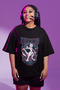 Unisex Oversize Mewtwo Printed T-Shirt, Men-Women Pokemon Printed Black T-Shirt