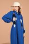 Sequin Embroidery Detailed Shirt Collar Long Sleeve and Viscose Fabric Women's Dress Cobalt Blue Summer / Spring - 6