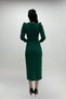 Crepe Fabric Evening Dress with Feathered Shoulder Slit Detail - EMERAL GREEN - 5