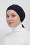 Practical Seamless Tied Non-Slip Hijab Bonnet-navy blue - 4