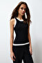 Black Striped Glitter Piping Detailed Knitwear Blouse TWOSS24BZ00510