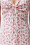 Ecru Floral Printed Wrapped Waist/Skater Strap Midi Knitted Dress TWOSS23EL01454 - 5