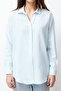 Blue Oversize Wide Fit Textured Woven Shirt TWOSS24GO00116 - 4