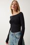Women's Black Chest Detailed Thin Knitwear Blouse US00919 - 2