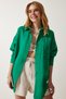 Women's Green Pocketed Oversized Muslin Shirt MX00150 - 2