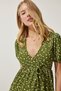 Women's Khaki Wrap Collar Patterned Summer Knit Dress UB00267 - 5