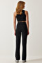 Women's Black High Waist Lycra Comfortable Knitted Trousers RV00090 - 7