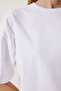 Women's Black and White Basic Oversize 2-Piece Set Knitted T-Shirt HW00008 - 5