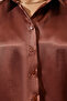 Women's Brown Lightly Flowy Satin Surface Shirt DD00990 - 3