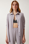 Women's Gray Comfortable Knitted Shirt Trousers Set KH00090 - 5
