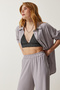 Women's Gray Comfortable Knitted Shirt Trousers Set KH00090 - 4