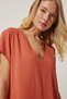 Women's Orange V-Neck Summer Flowing Viscose Dress EN00612 - 5