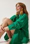 Women's Green Pocketed Oversized Muslin Shirt MX00150